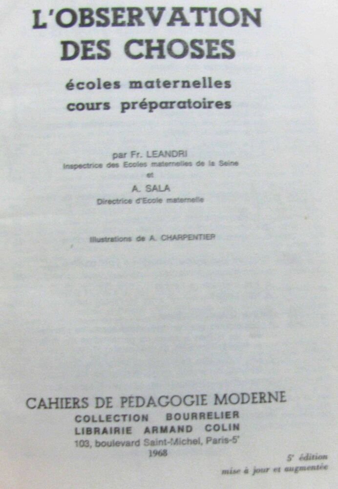 Image 1 du livre L'observation des choses école maternelle cours préparatoires vendu par crealivres