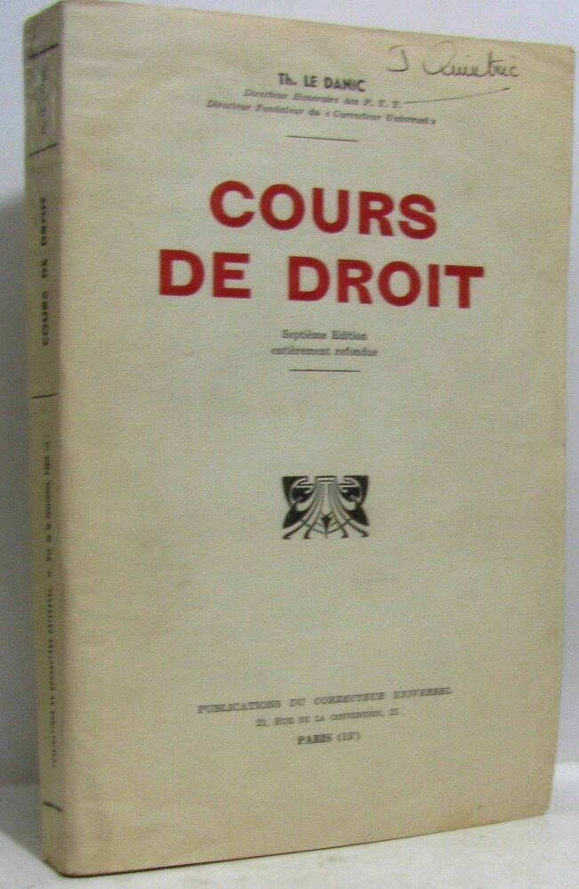 Image 1 du livre Cours de droit (7e édition entièrement refondue) vendu par crealivres