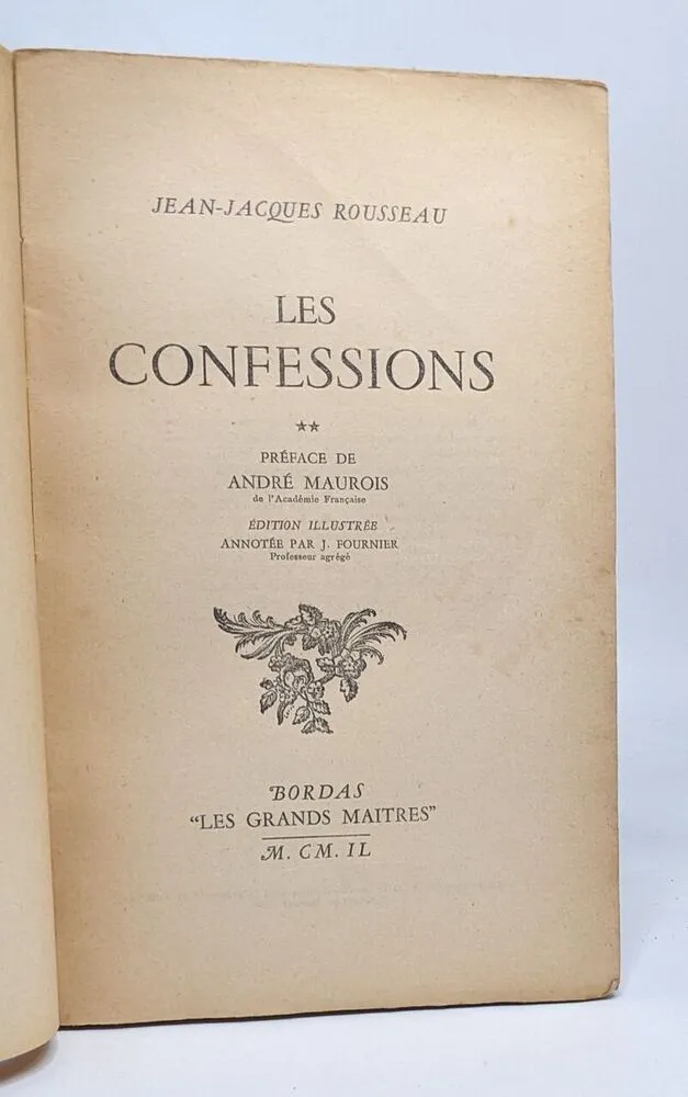 Les confessions - tomes 1 et 2 - 1949 - Jean-jacques Rousseau